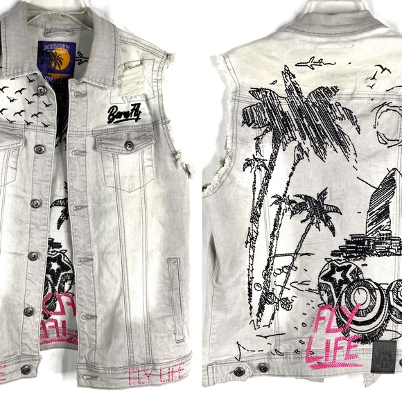 Born Fly Other - Born Fly Seychelles men's light wash denim vest